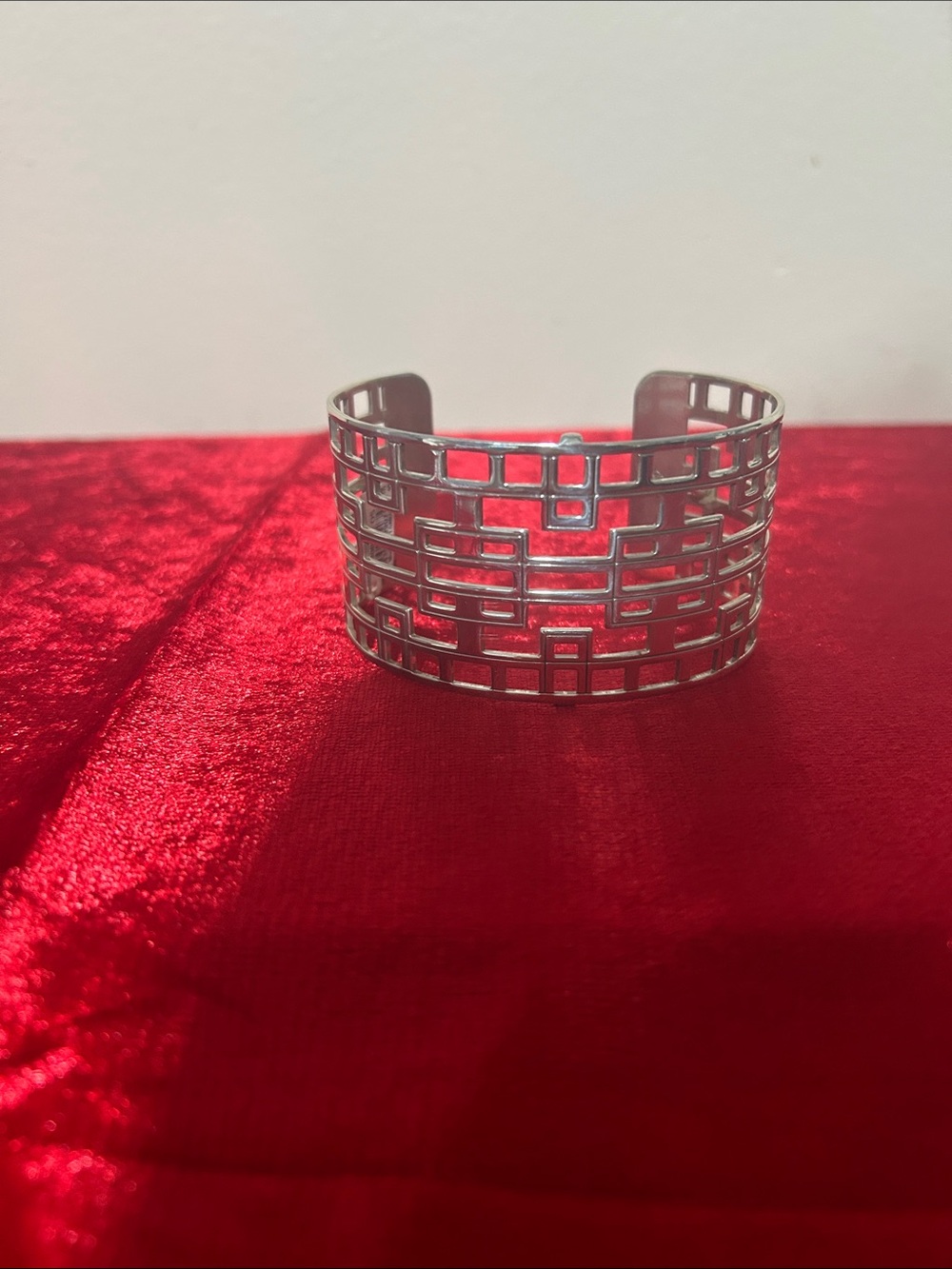 Brighton Silver Openwork Grid Cuff Bracelet